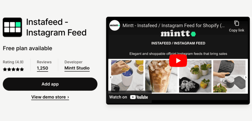 Screenshot of Instafeed product