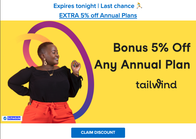 Screenshot of a Last Chance popup from a Tailwind promo